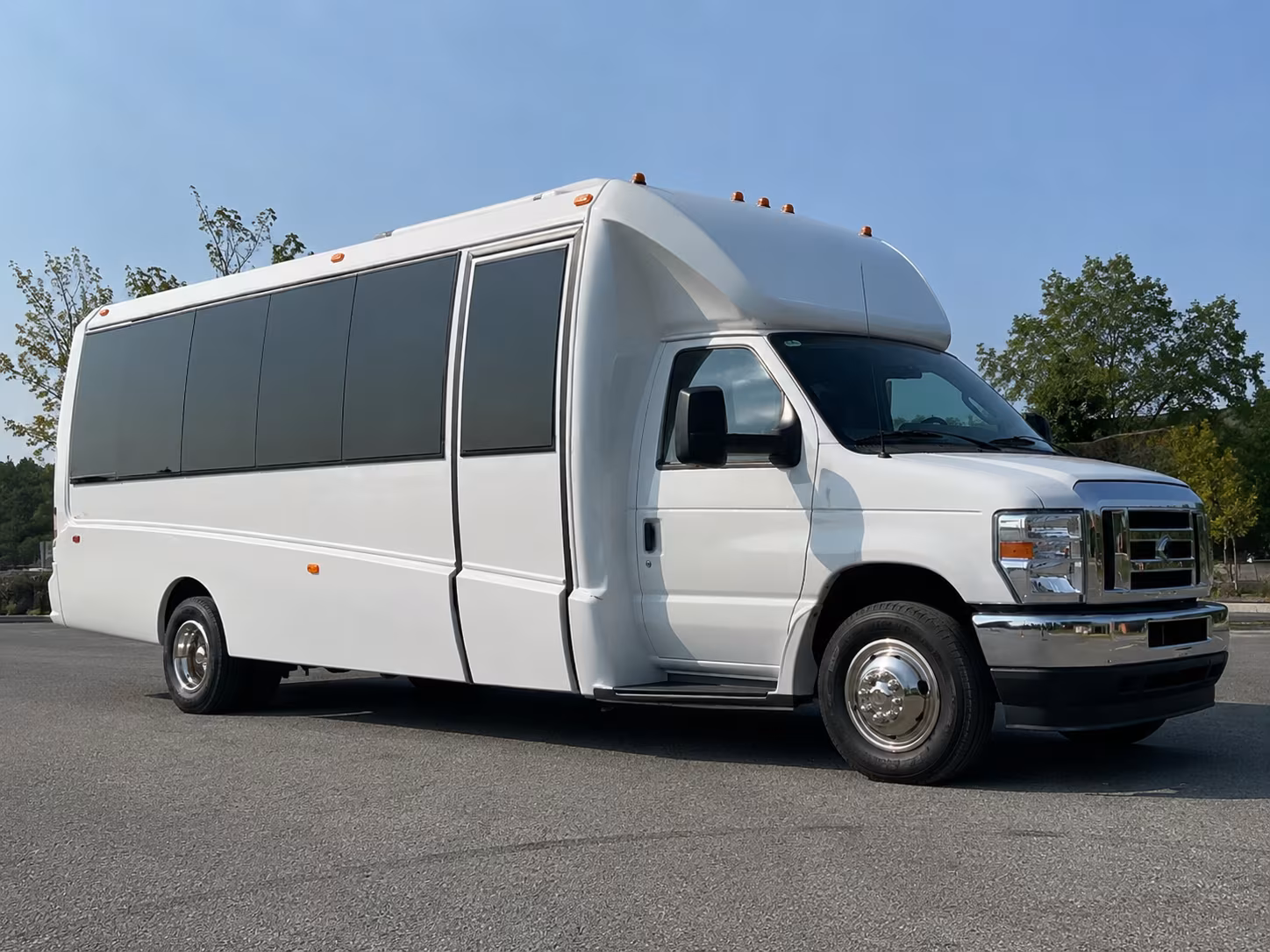 Group beside a Mercedes Sprinter limo in Staten Island