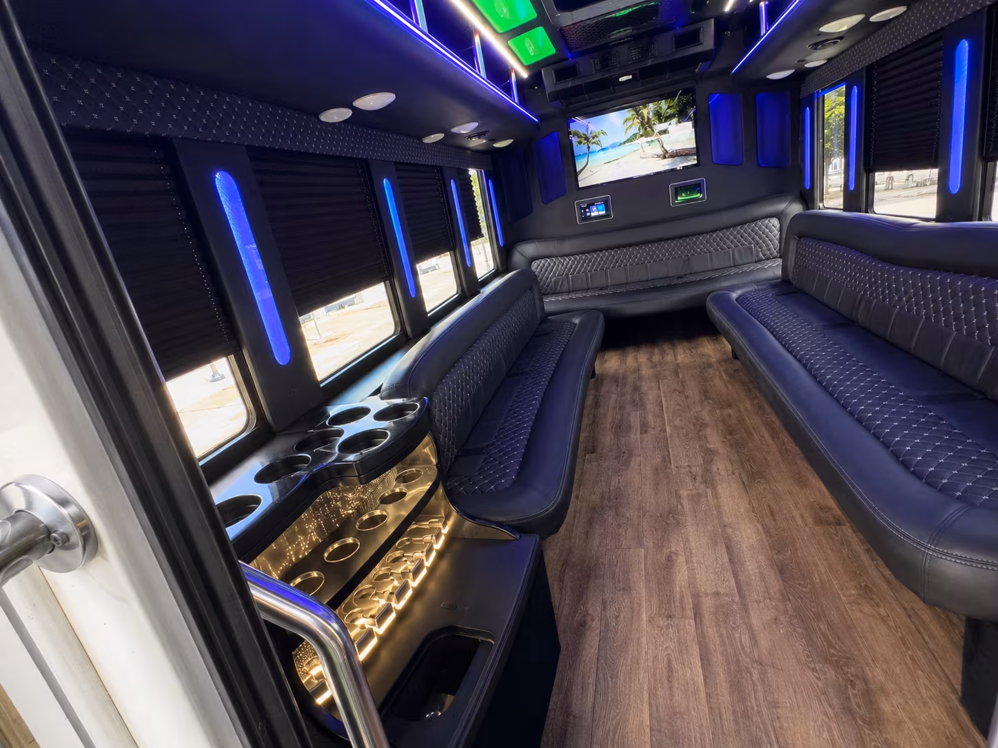 Interior of a party bus rental serving Staten Island