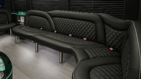 Interior of Charter Bus Company Bayonne's 18 Passenger Party Bus in Bayonne