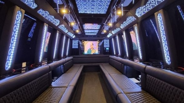 Interior of Charter Bus Company Brooklyn's 20 Passenger Party Bus in Brooklyn