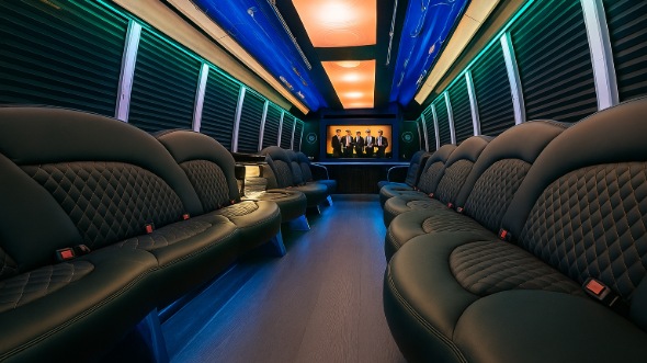 Interior of Charter Bus Company Elizabeth's 25 Passenger Party Bus in Elizabeth