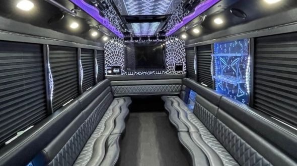 Interior of Charter Bus Company Union City's 25 Passenger Party Bus in Union City