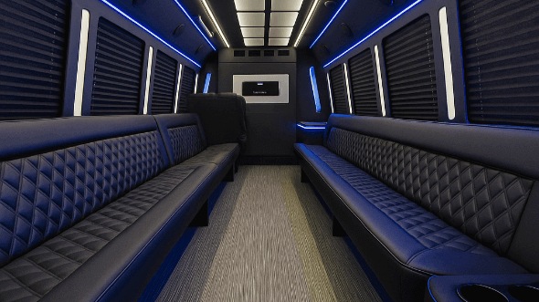Interior of Charter Bus Company North Bergen's 28 Passenger Party Bus in North Bergen